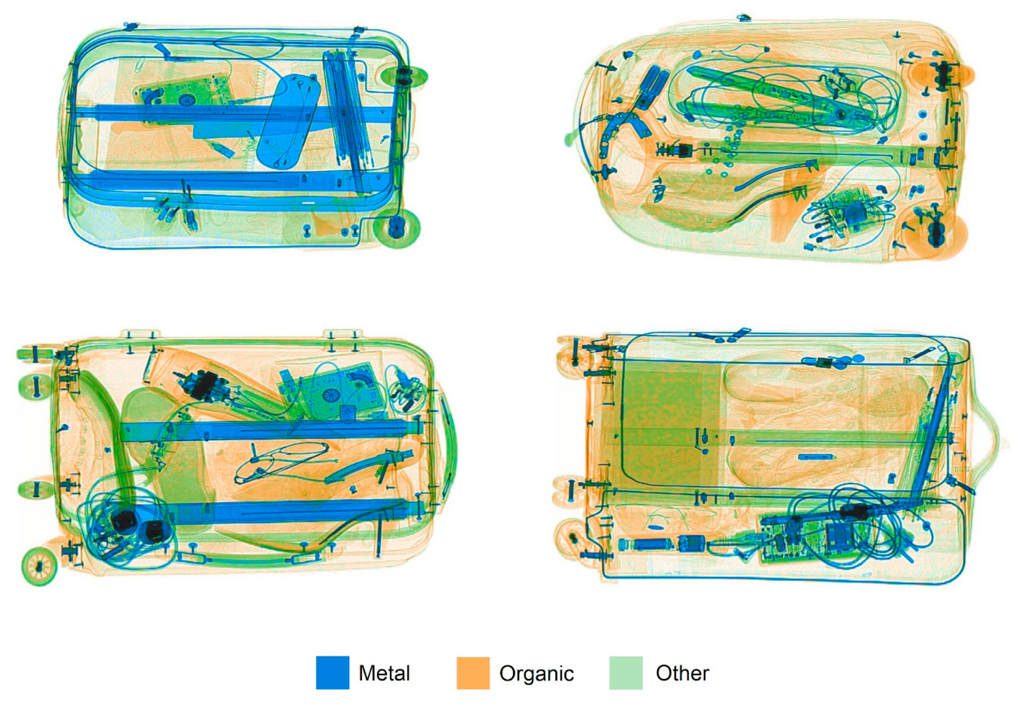 X-ray images of bags, two of which contain threats. From @donnellyUsingEyeMovements2019